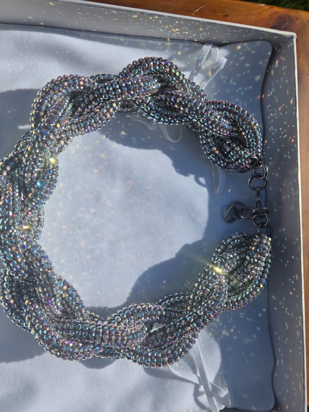 Atelier Swarovski × Chris Kane iridescent Multi-bolster Rainbow twist necklace